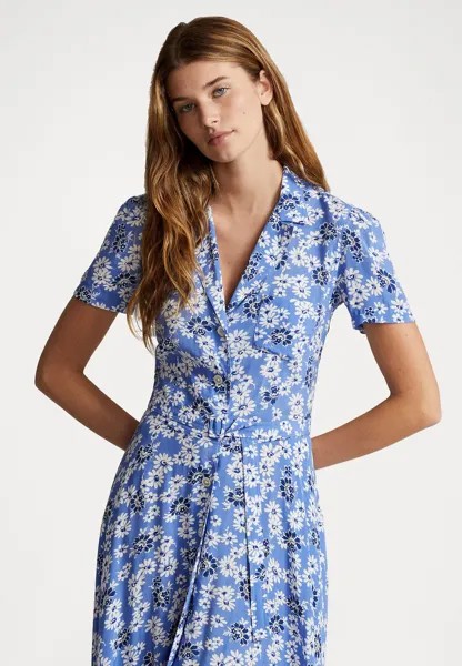 Летнее платье Hampton Short Sleeve Day Dress Polo Ralph Lauren, цвет blue cosmos floral