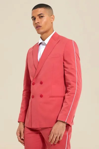 Двубортный костюмный пиджак узкого канта Boohoo, красный