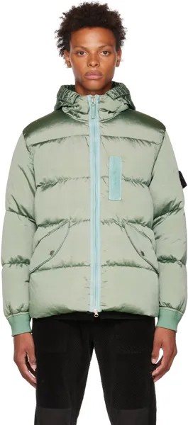 Зеленый пуховик из эконила Stone Island