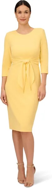 Платье Adrianna Papell Knit Crepe Tie Waist Sheath Dress, цвет Warm Sun