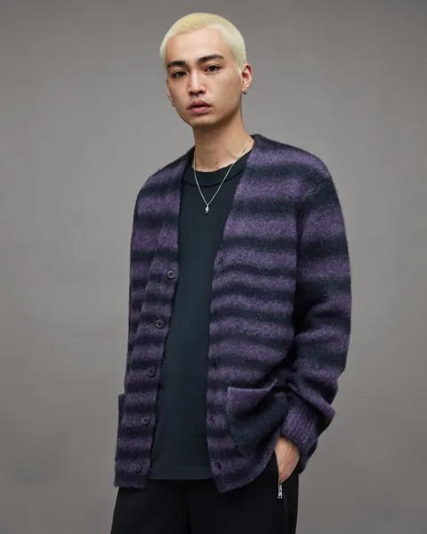 Кардиган свободного кроя Volt Space Dyed AllSaints, чернила темно-синие
