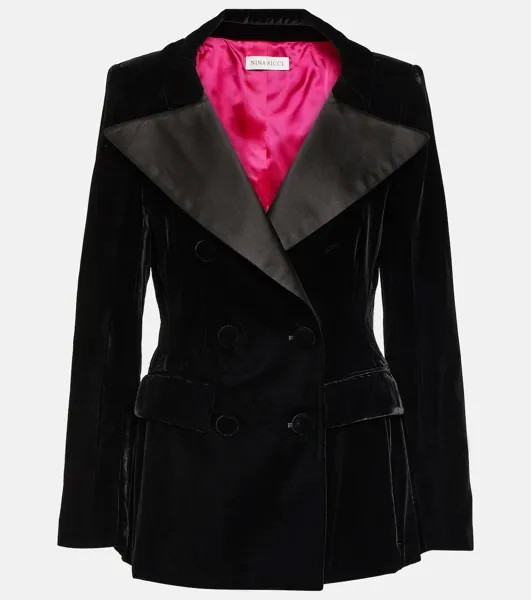 Двубортный бархатный пиджак Nina Ricci, черный