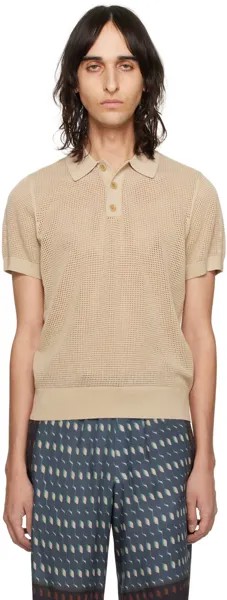 Бежевая футболка-поло с раздвинутым воротником Dries Van Noten, цвет Beige