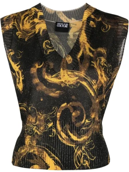 Versace Jeans Couture топ с принтом Barocco, черный