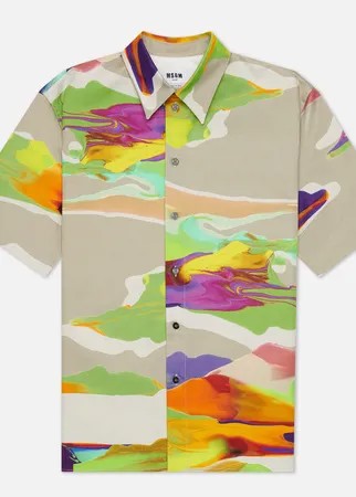 Мужская рубашка MSGM Melting Colors Print, цвет бежевый, размер 38