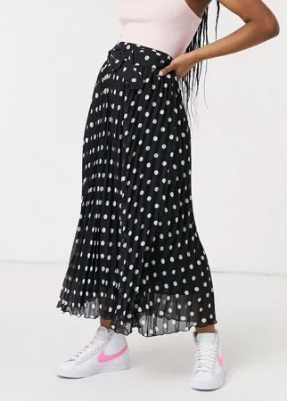 Черная плиссированная юбка миди с поясом Style Cheat-Многоцветный