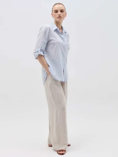 Полосатая хлопковая рубашка Hybrid, цвет white/light blue