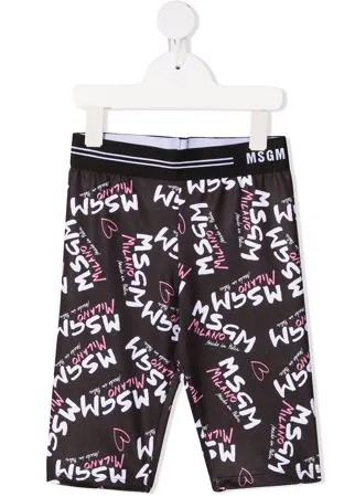 MSGM Kids шорты облегающего кроя с логотипом