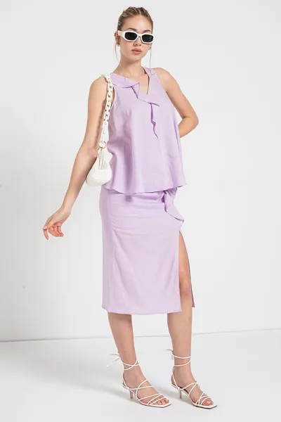 Блузка из льна с узором «точка» и «дип» Armani Exchange, фиолетовый