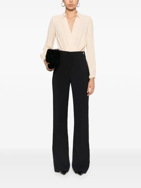 Elisabetta Franchi креповые брюки с логотипом, черный