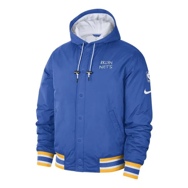 Куртка Nike Brooklyn Nets 22-23 City Courtside Bomber Full-Zip Hoodie Jacket 'Blue', синий