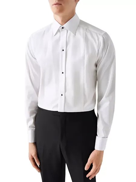 Деловая рубашка в полоску с блестками современного кроя Eton, белый