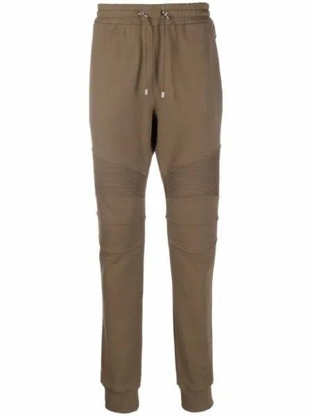 Balmain спортивные брюки кроя слим с кулиской, коричневый