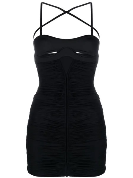 Mugler платье мини со сборками, черный