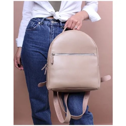 Женский рюкзак из натуральной кожи бежевый B008 beige Divalli