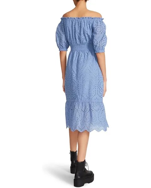 Платье Betsey Johnson Off Shoulder Cotton Eyelet Midi Dress, цвет Indigo Haze