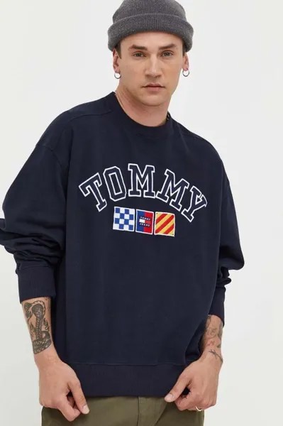 Хлопковая толстовка Tommy Jeans, темно-синий