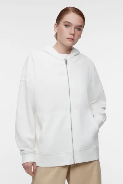 Худи oversize из футера на молнии с капюшоном