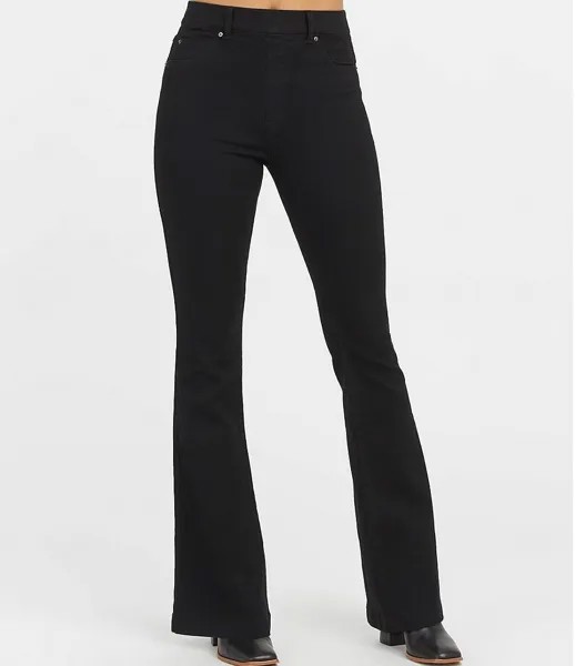 Расклешенные эластичные джинсы Spanx с высокой посадкой, черный