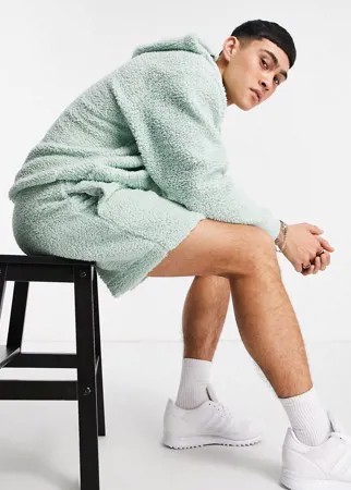 Плюшевые шорты в стиле oversized мятно-зеленого цвета от комплекта ASOS DESIGN-Зеленый цвет