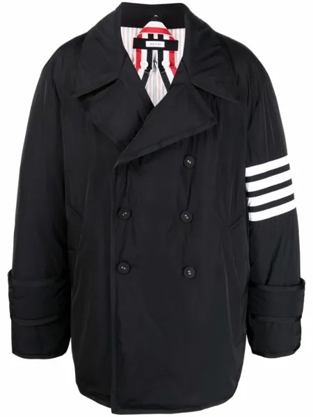 Thom Browne бушлат с полосками 4-Bar, черный