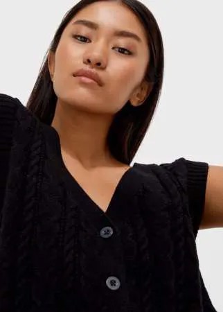 Stradivarius Трикотажный Жилет С Пуговицами Черный L