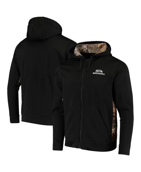 Мужская черная толстовка с капюшоном realtree camo seattle seahawks decoy tech fleece с молнией во всю длину Dunbrooke, мульти