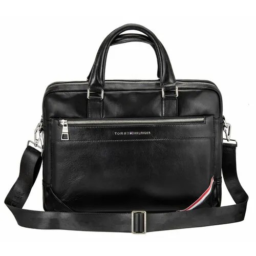 Сумка  мессенджер Tommy 3324 повседневная, натуральная кожа, вмещает А4, внутренний карман, черный