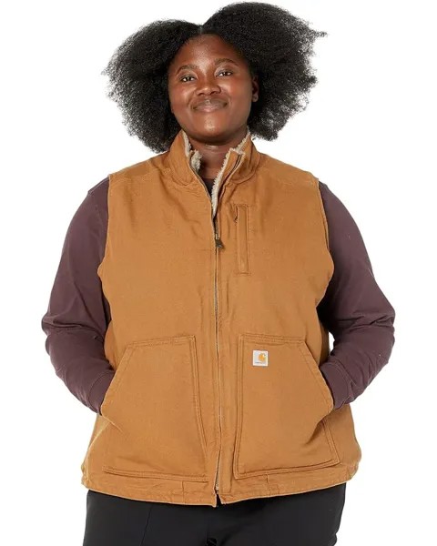 Утепленный жилет Carhartt Plus Size OV277 Sherpa Lined Mock Neck, цвет Carhartt Brown