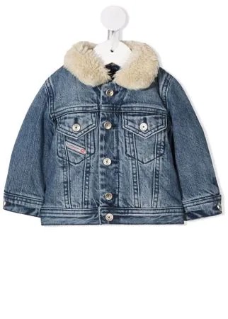 Diesel Kids джинсовая куртка с воротником из шерпы