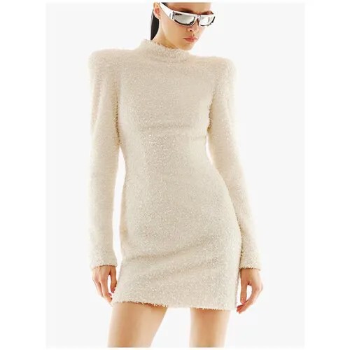 Платье Sorelle, вечернее, прилегающее, мини, открытая спина, подкладка, размер M, белый, бежевый