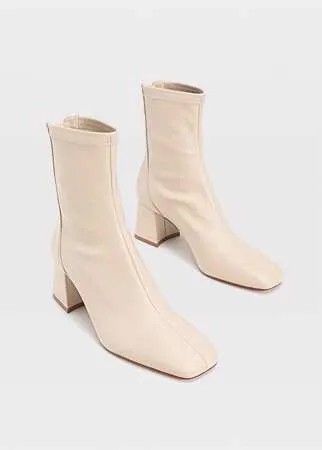 Stradivarius Ботильоны На Среднем Каблуке С Эластичным Голенищем Розовато-Бежевый 39