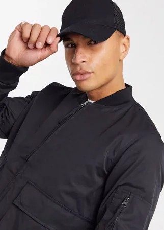 Черная парусиновая бейсболка ASOS DESIGN-Черный цвет