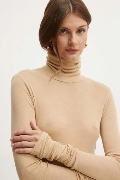 Лонгслив из смесовой шерсти Elisabetta Franchi, бежевый