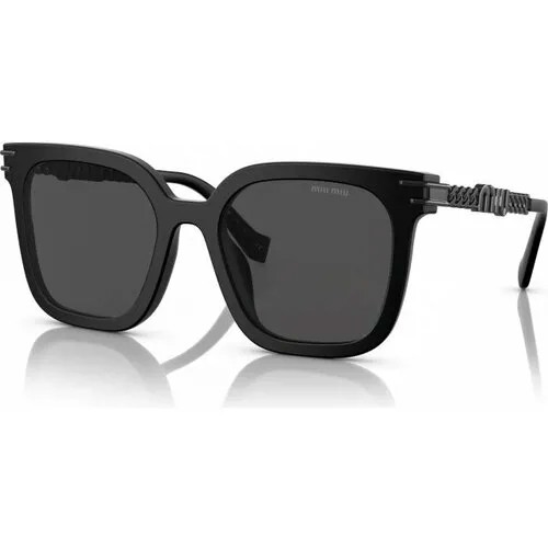 Солнцезащитные очки Miu Miu, прямоугольные, оправа: пластик, с защитой от УФ, для женщин, черный