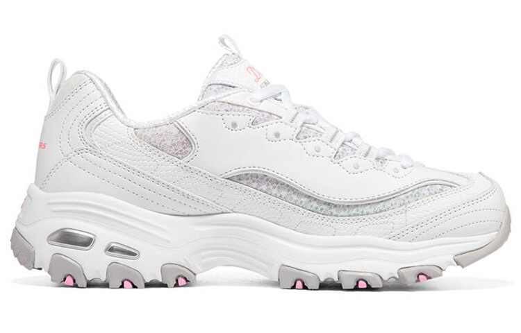 Кроссовки женские Chunky с низким верхом, белые/розовые/серые Skechers