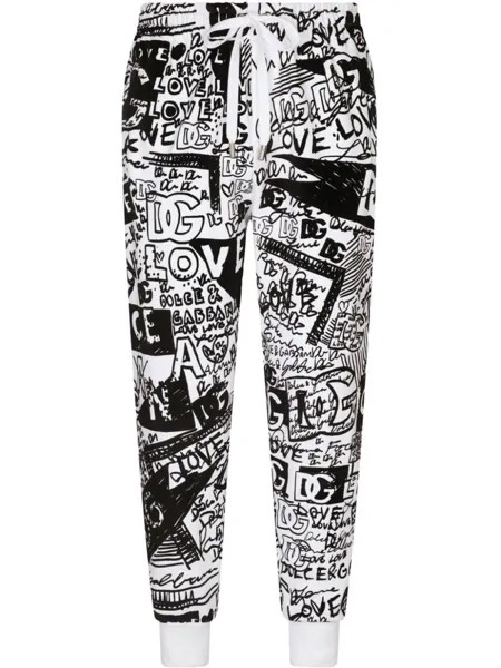 Dolce & Gabbana спортивные брюки с графичным принтом, белый