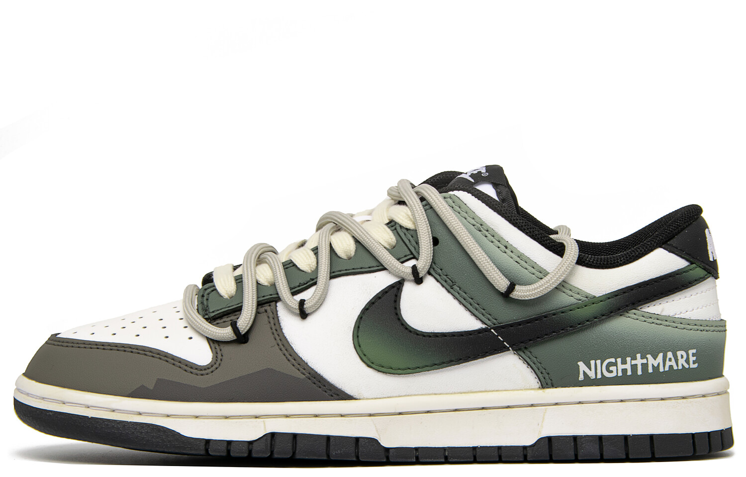 Кроссовки Nike Dunk Skateboarding Shoes Unisex Low-top White/Brown/Green, зеленый