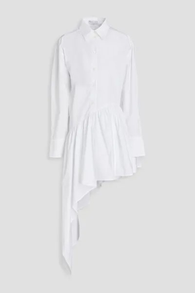 Платье-рубашка макси из хлопкового поплина асимметричного кроя со сборками Jw Anderson, белый