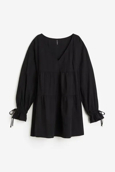 H&M+ Платье-туника с кулиской, черный