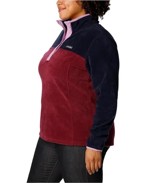 Пуловер Columbia Plus Size Benton Springs 12 Snap Pullover, цвет Marionberry/Dark Nocturnal/Gumdrop