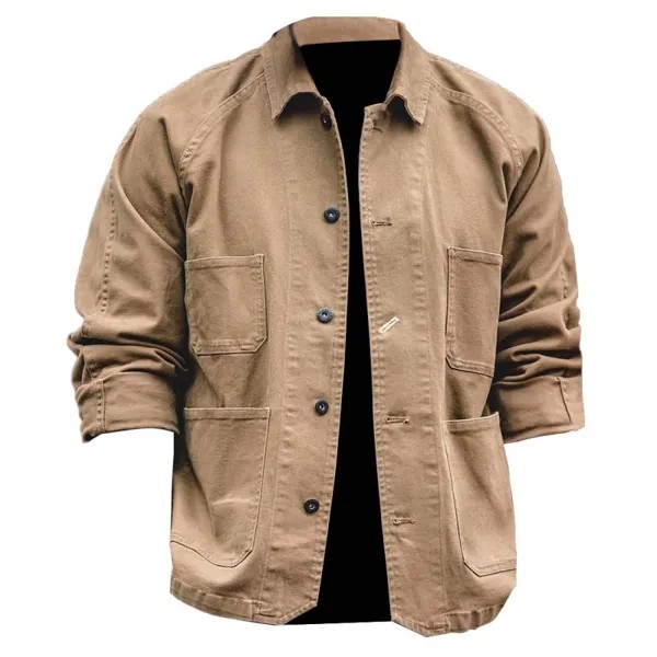 Мужская куртка Vintage Tactical Heavy Lapel Multi Pocket Long Sleeve Outdoor Coat