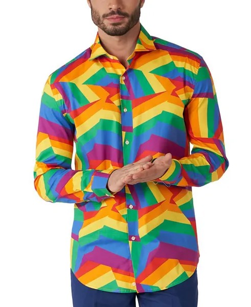 Мужская рубашка с длинным рукавом и зигзагообразным радугой OppoSuits, мультиколор