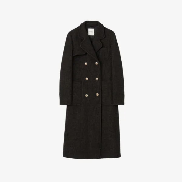 Двубортное пальто Geena из смесовой шерсти с воротником с лацканами Sandro, цвет bruns