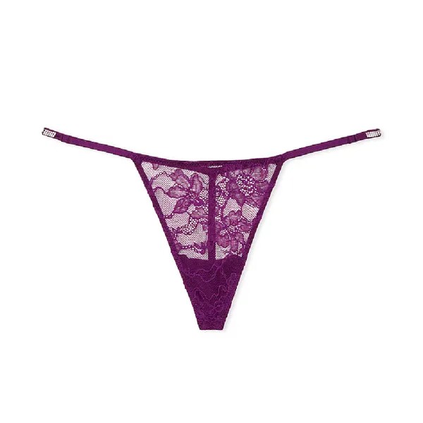 Трусы Victoria's Secret Very Sexy Shine Bow Satin Crotchless V-String, фиолетовый