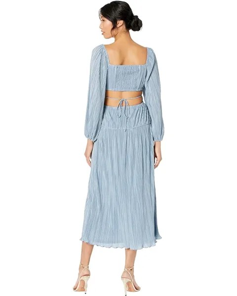 Платье MOON RIVER Pleated Cutout Midi Dress, цвет Dusty Blue