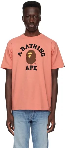 Розовая футболка колледжа Bape, цвет Pink