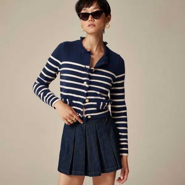 Кашемировый свитер с бахромой женская куртка J.Crew, черный