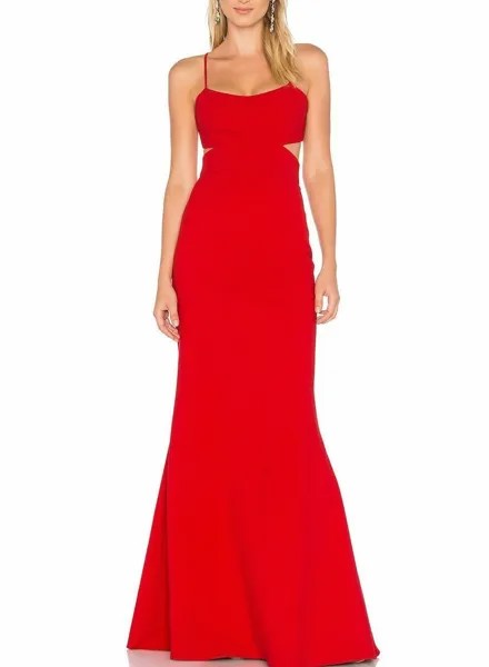 НОВОЕ красное платье JILL STUART Cardinal с открытой спиной и эластичным крепом крест-накрест 14