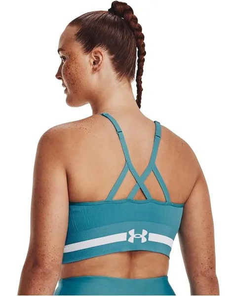 Бюстгальтер Under Armour Seamless Low Long Bra, цвет Glacier Blue/White